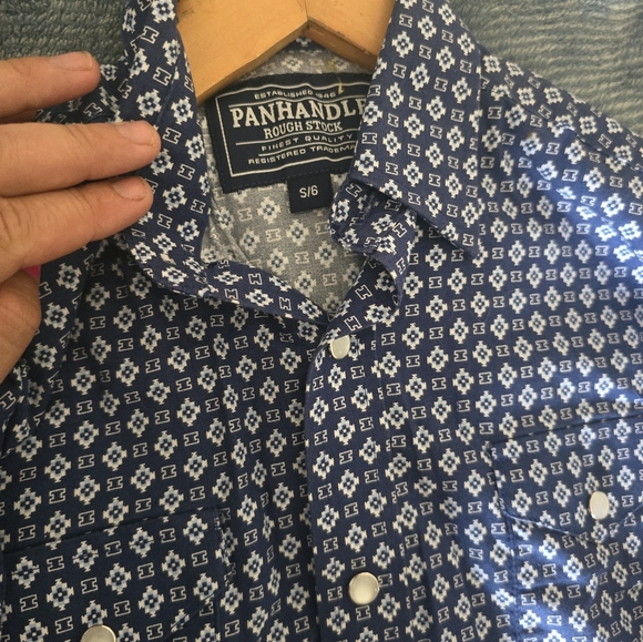 Boys Blue Patterned Rodeo Shirt Panhandle - Picture 2 of 2